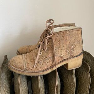 CHANEL Cork Cap-Toe Ankle Boots 40